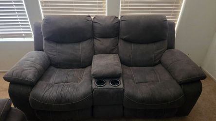 Brown Microfiber Reclining Sofa and LoveSeats