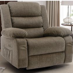 New-Power Recliner Chair, Electric Rocker Recliner with Massage and Heat, 270° Swivel Glider, Oversized Wide Seat with USB Port, Cashmere Nursery Chai