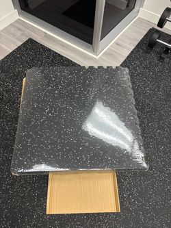 Gym Flooring Tiles 2x2 Feet, Rubber Black and White Speckle Puzzle Mats 0.5 Inches