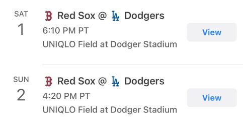 Dodgers vs Red Sox