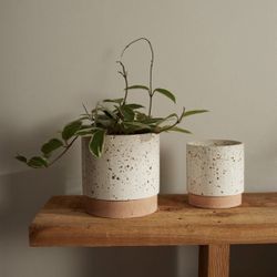 Handmade Speckled Ceramic Pottery Flower Pot Planter