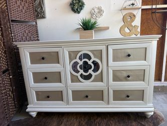 Dresser with Cabinet (Najarian furniture) details in the photos