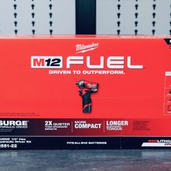 New Milwaukee M12 FUEL SURGE Brushless Impact Driver Kit (2) Batteries (1) Charger & Tool bag. $150