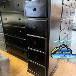 Black Pinewood Dresser Custom Skinny Drawer 