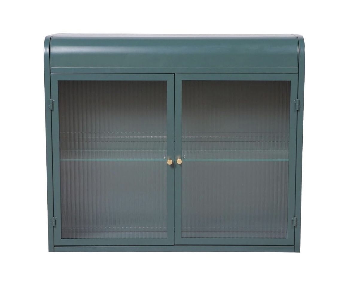 Newly Assembled Wall Mounted Storage Cabinet w/ Tempered Glass Doors Metal Bathroom Medicine Cabinet