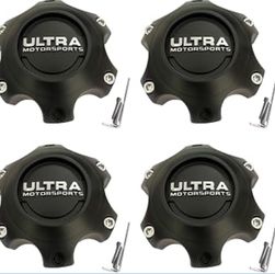 BRAND NEW Ultra Motorsports 89-9764-SB Matte Black Wheel Center Caps