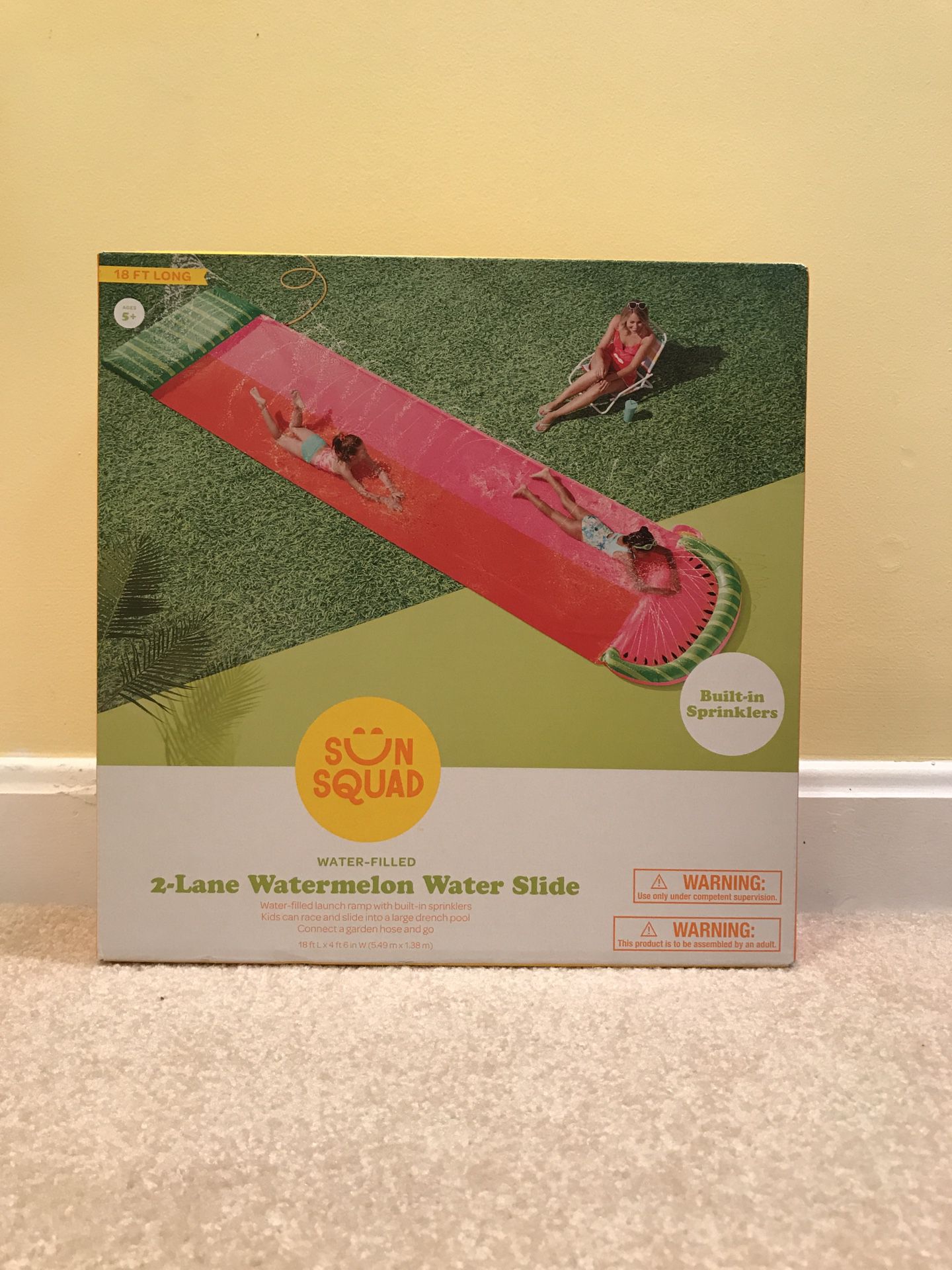 Sun Squad 2 Lane Watermelon Slip n Slide Water Slide with Large Drench Pool
