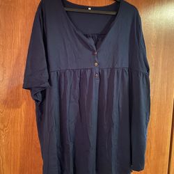 Gognia’s Henley  Short Sleeve V-neckline Tunic Top 26W