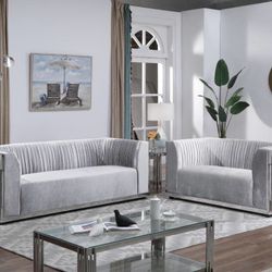 LUXUX VELVET SOFA & LOVESEAT AVAILABLE IN GRAY, BLUE AND BLACK ! MINAS HOME FURNITURE ! 851 Van Houten Ave Clifton NJ 07013