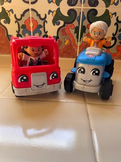 Fisher Price fire truck and tractor