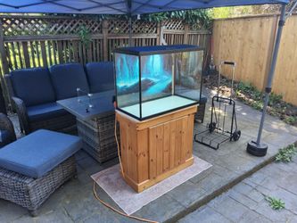 Topfin glass Aquarium 40 gallons with wood stand..greta cond...30x15 x21...