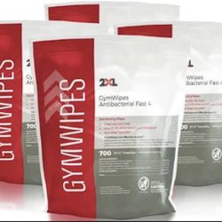 4 Packs GymWipes Antibacterial Fast 4 – 700ct Each (2800 wipes)