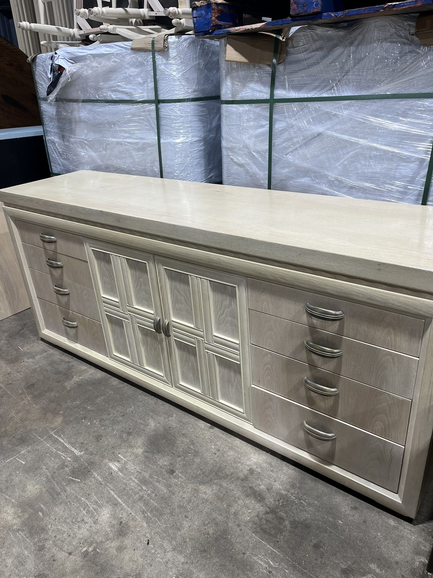 🪵 Modern Rustic Whitewashed 12-Drawer Dresser / Sideboard