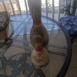 Vintage Bowling Pins Pair