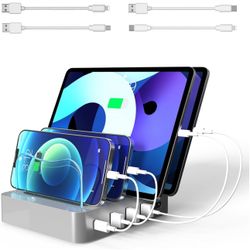 USB Charging Station Multiple Devices: 20W Fast Phone Charger Stand Dock, Compatible with Apple Cellphone iPad iPhone Tablet, Other Electronic