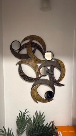 Abstract Metal Wall Art with Mirrors