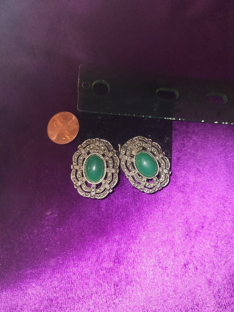 Glamorous Marcasite Clip Earrings