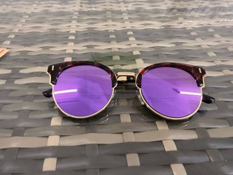 Round Clubmaster Sunglasses Purple Mirror Lenses
