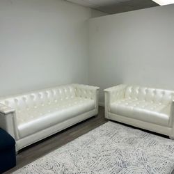 Floor Item White Leather Modern Sofa Set 