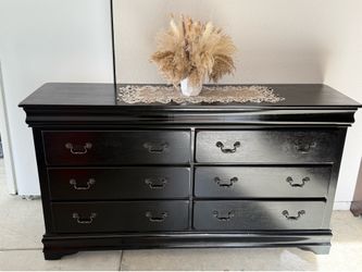 Black dressers with six drawers