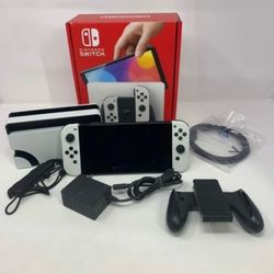 Nintendo Switch OLED White Joy-Con Console Bundle with Dock & Games