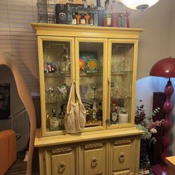 Yellow Antique China Cabinet