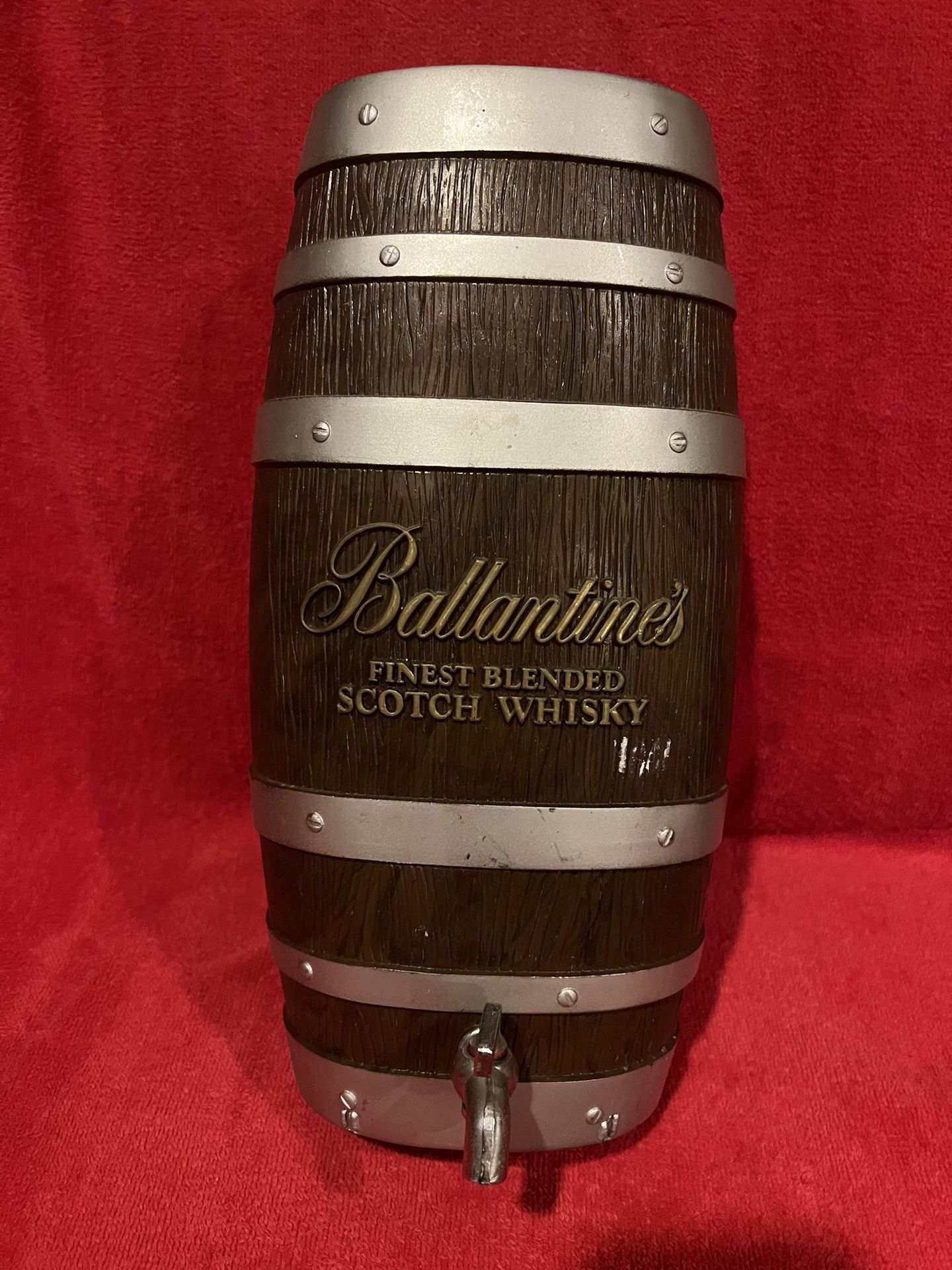 Ballantine Whisky Barrel Bar Decor Brown Barrel Dispenser