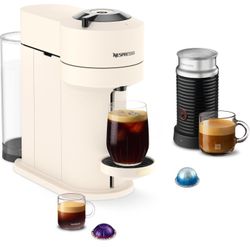 Nespresso Vertuo Next Premium Coffee and Espresso Maker by Breville with Aeroccino Milk Frother, Creamy White