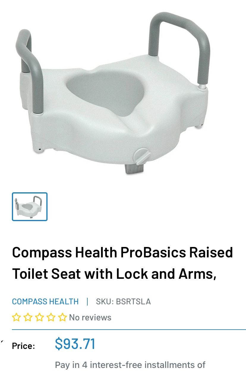 Compass Health ProBasics Raised Toilet Seat with Lock and Arms,