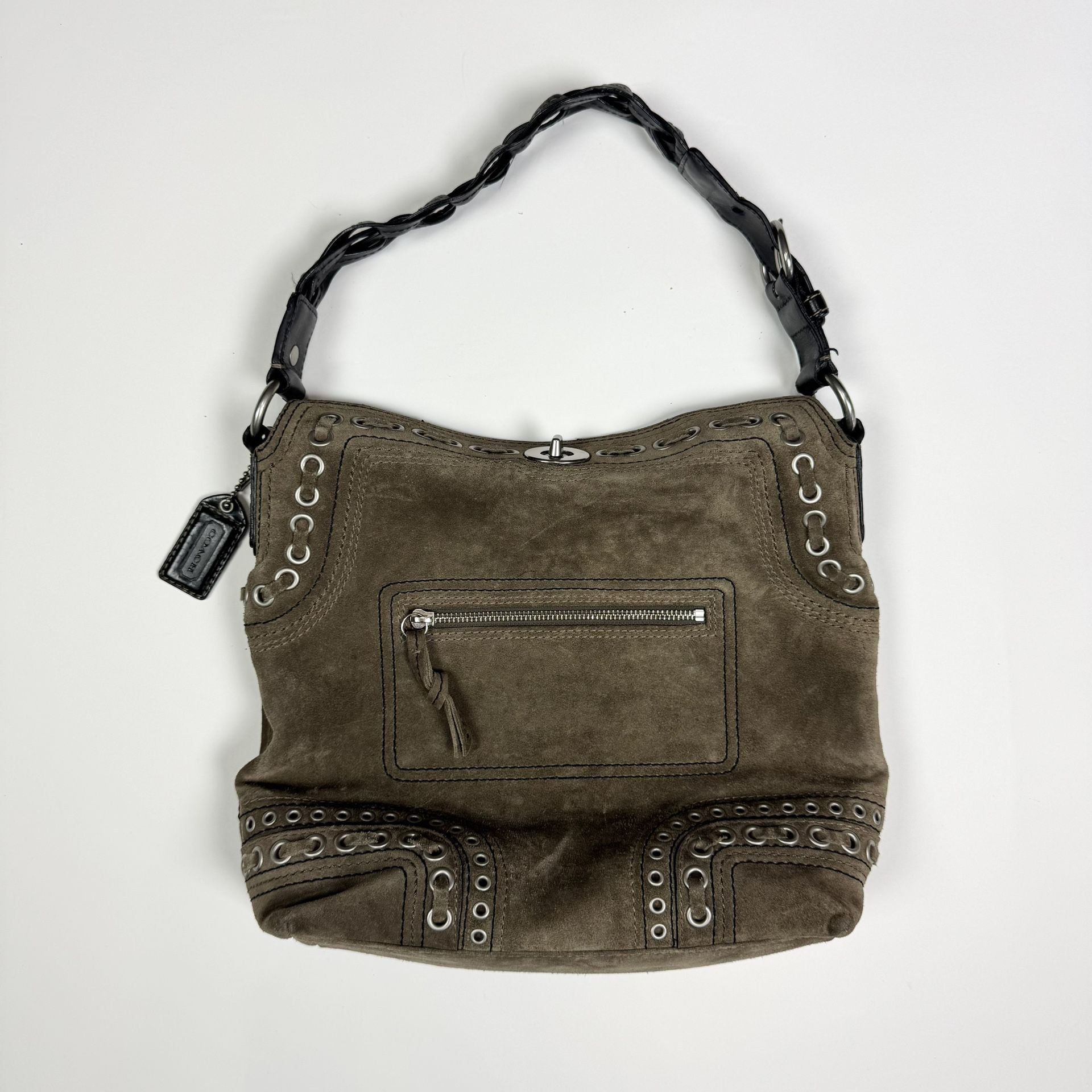 suede coach hobo handbag