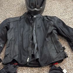 Motorcycle Helmet Gloves And Jacket 