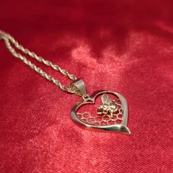 10k Gold Roop Chain & Heart Pendant 