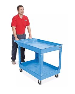 ULINE BLUE Shelf Plastic Service & Utility Cart, 40” x 25-1/2”,