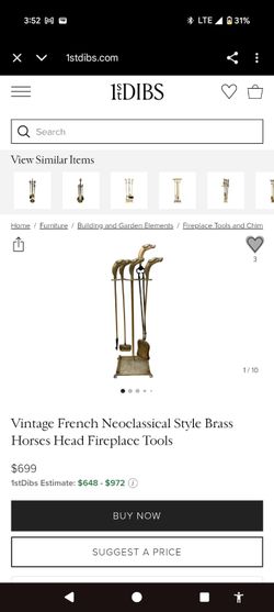 French Neoclassical Fireplace Tools From 1930