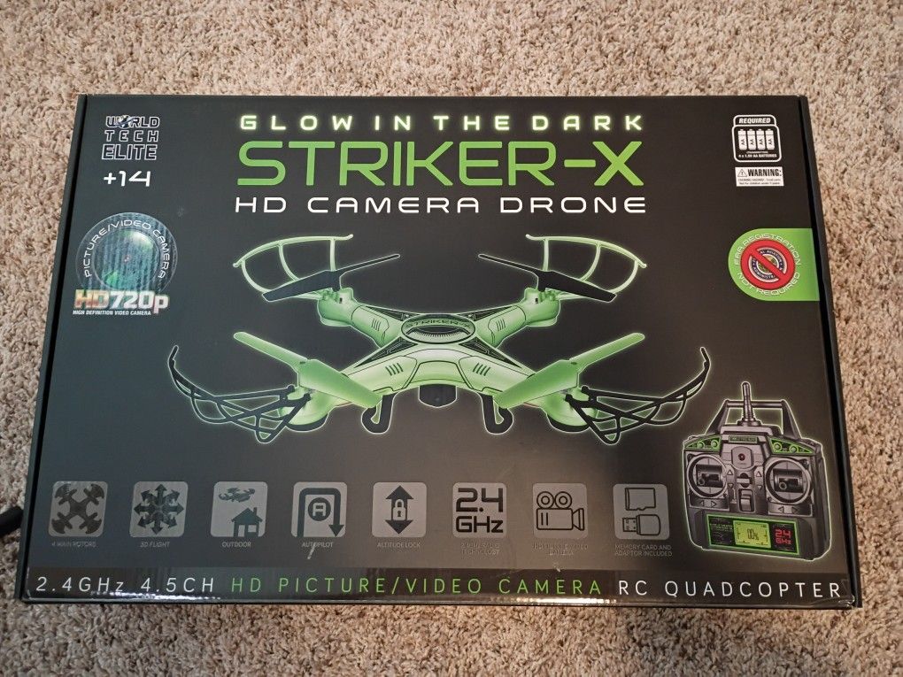 STRIKER-X Glow In The Dark HD Camera Drone (Brand New, Never Opened)