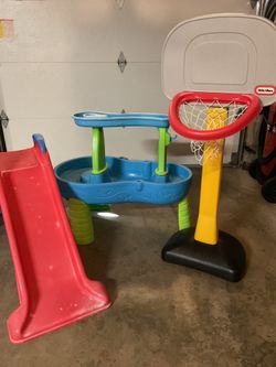 Little tikes slide ,hoops  ,water sand box
