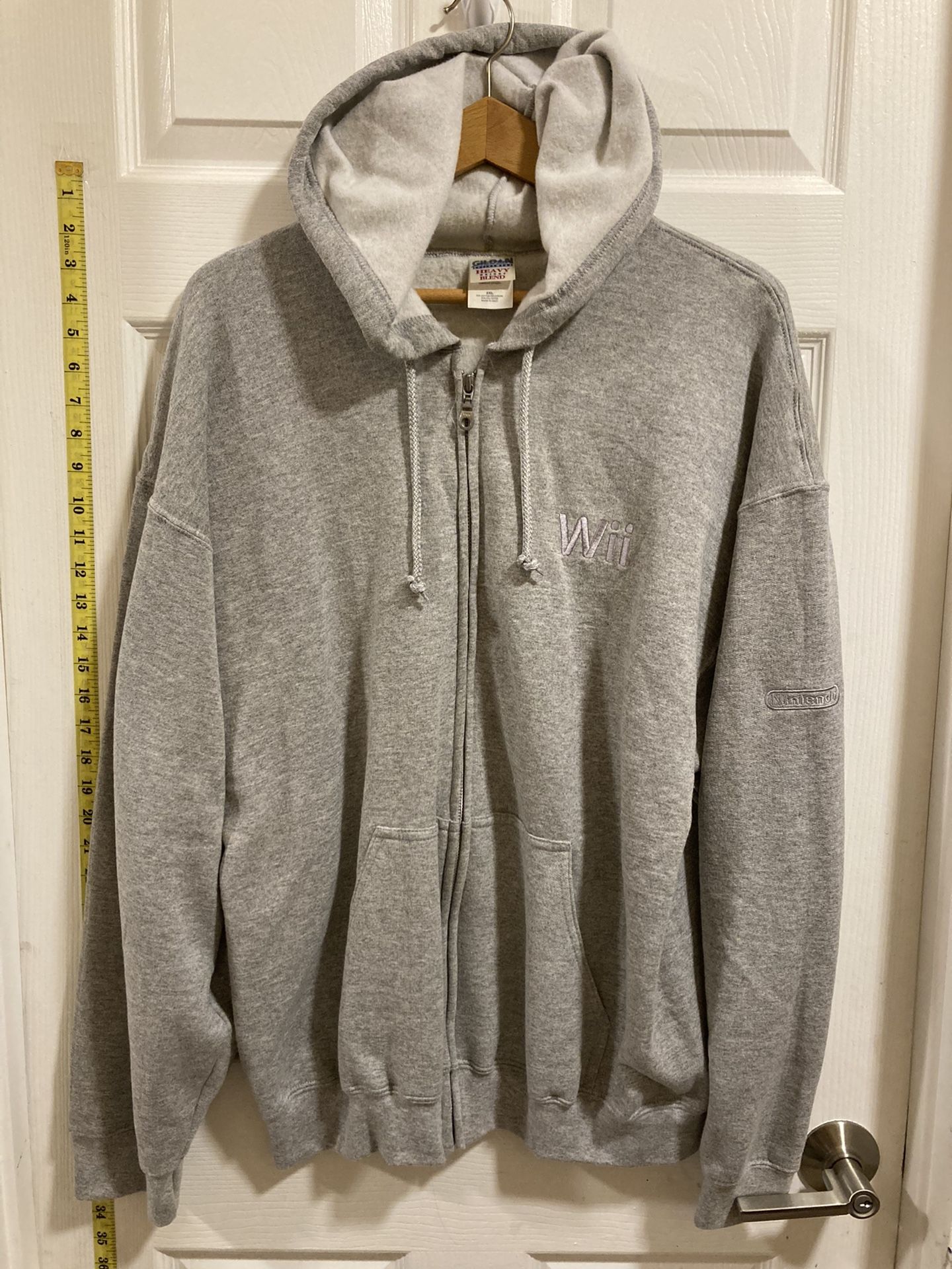 ⭐️🔥Vintage Nintendo Wii Hoodie Grey 2XL Super RARE NES SNES wii, Full Zip⭐️🔥