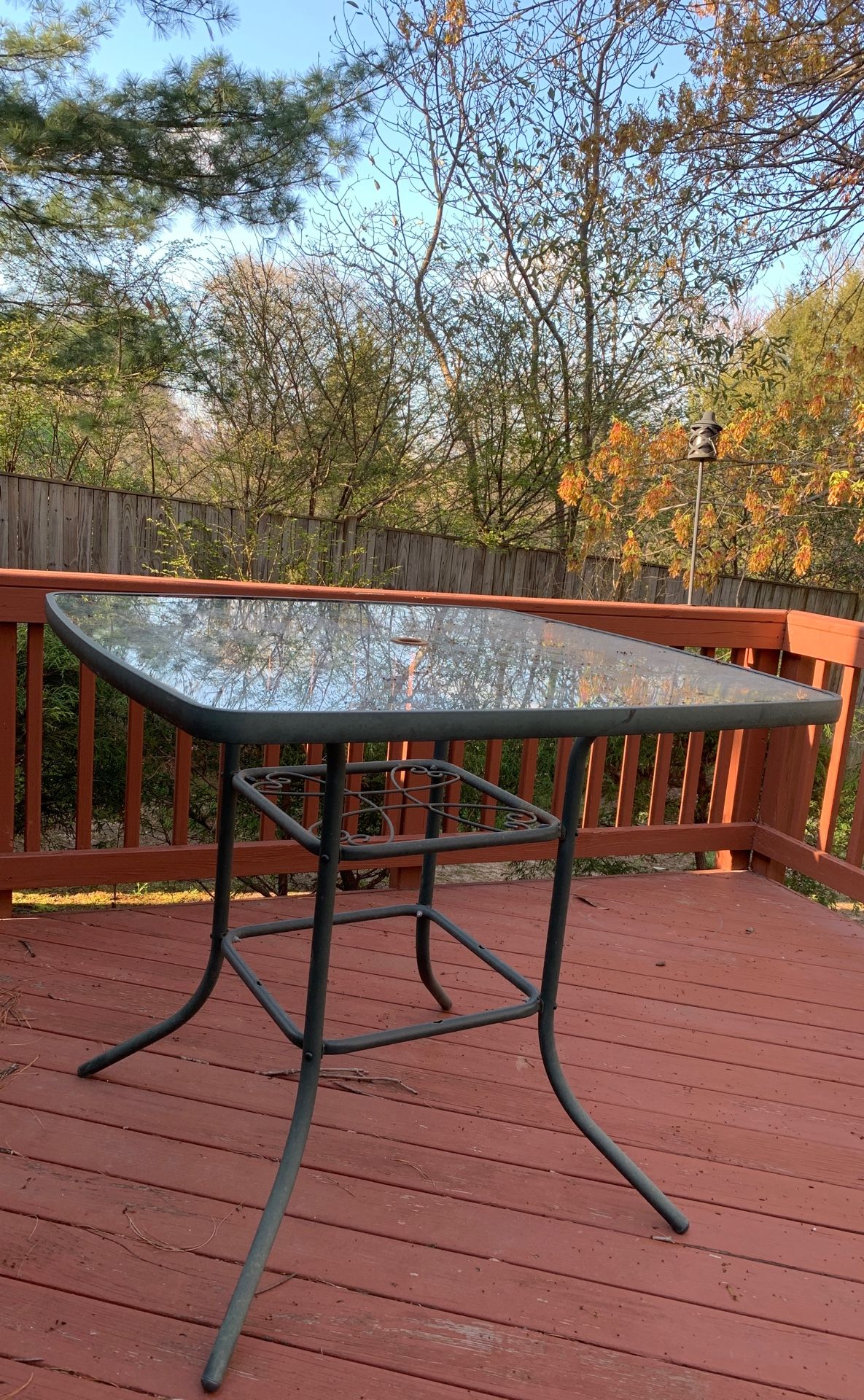 Glass outdoor table with 4 chairs