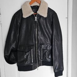 Rare All Saints Jacket aviator pilot bomber leather XL