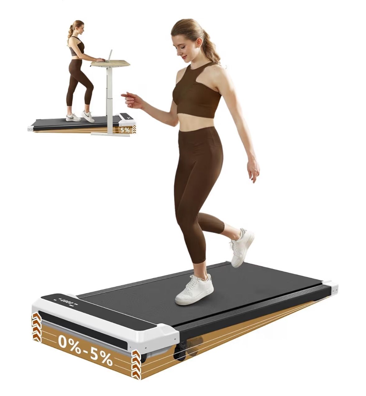 NEW Portable Treadmill and Walking Pad, 2.5HP, up to 3.8 mph, can withstand weight up to 220 lbs 