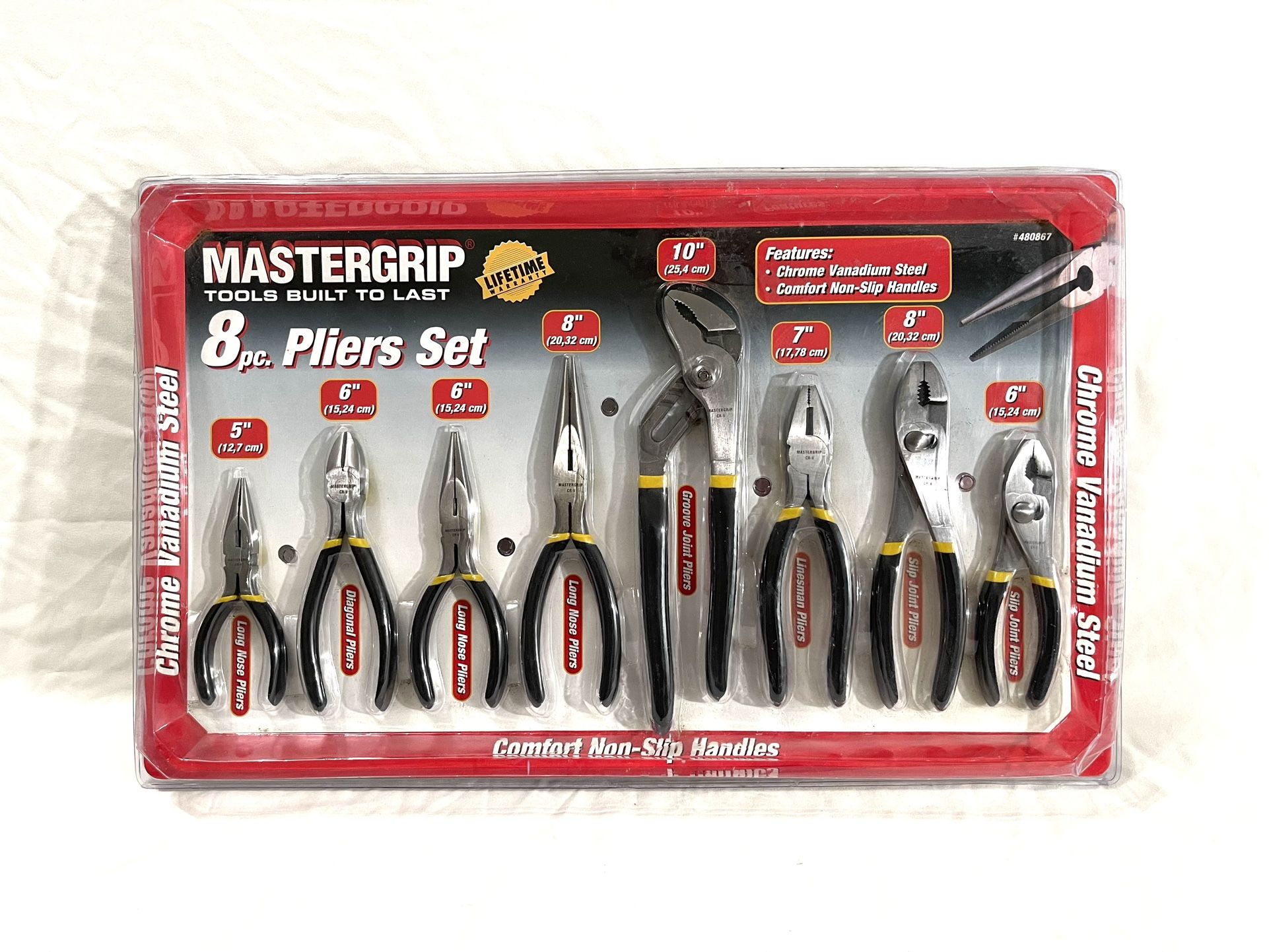 Brand new with the package, master grip eight piece electrician hand tool set