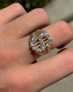 Jewelry 10k solid yellow gold CZ 1.80CTW dollar ring size 9.50