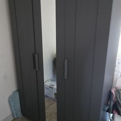 IKEA BRIMNES Black 3-Door Wardrobe with Mirror