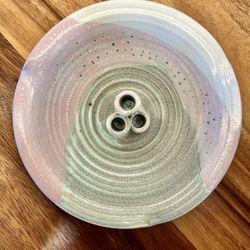 Ikebana Vase-1970’s Vintage Studio Pink and Green Flower Bowl