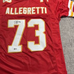 Nick Allegretti Signed Autograph Custom Jersey - Beckett Coa -Kansas City Chiefs