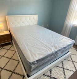 NEW BED FRAME QUEEN SIZE WITH MATTRESS AND BOX SPRING