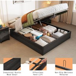 Full Size Lift Up Storage Bed Frame with Hidden Storage