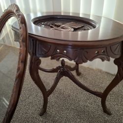 Antique Carved Tea Tray Table