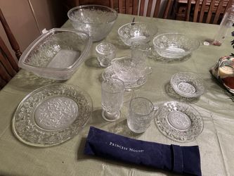 Vintage Huge Princess house Fantasia Crystal lot With Dinner Sets, Serving ware, Drink ware 