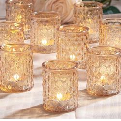 12pcs Gold Haviti Candle Holders- Tealight Candle Holder for Table Centerpiece